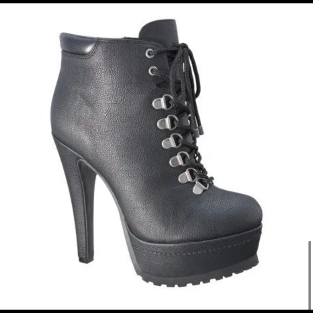 Susan High Heel Boots Black Lace-Up Leather